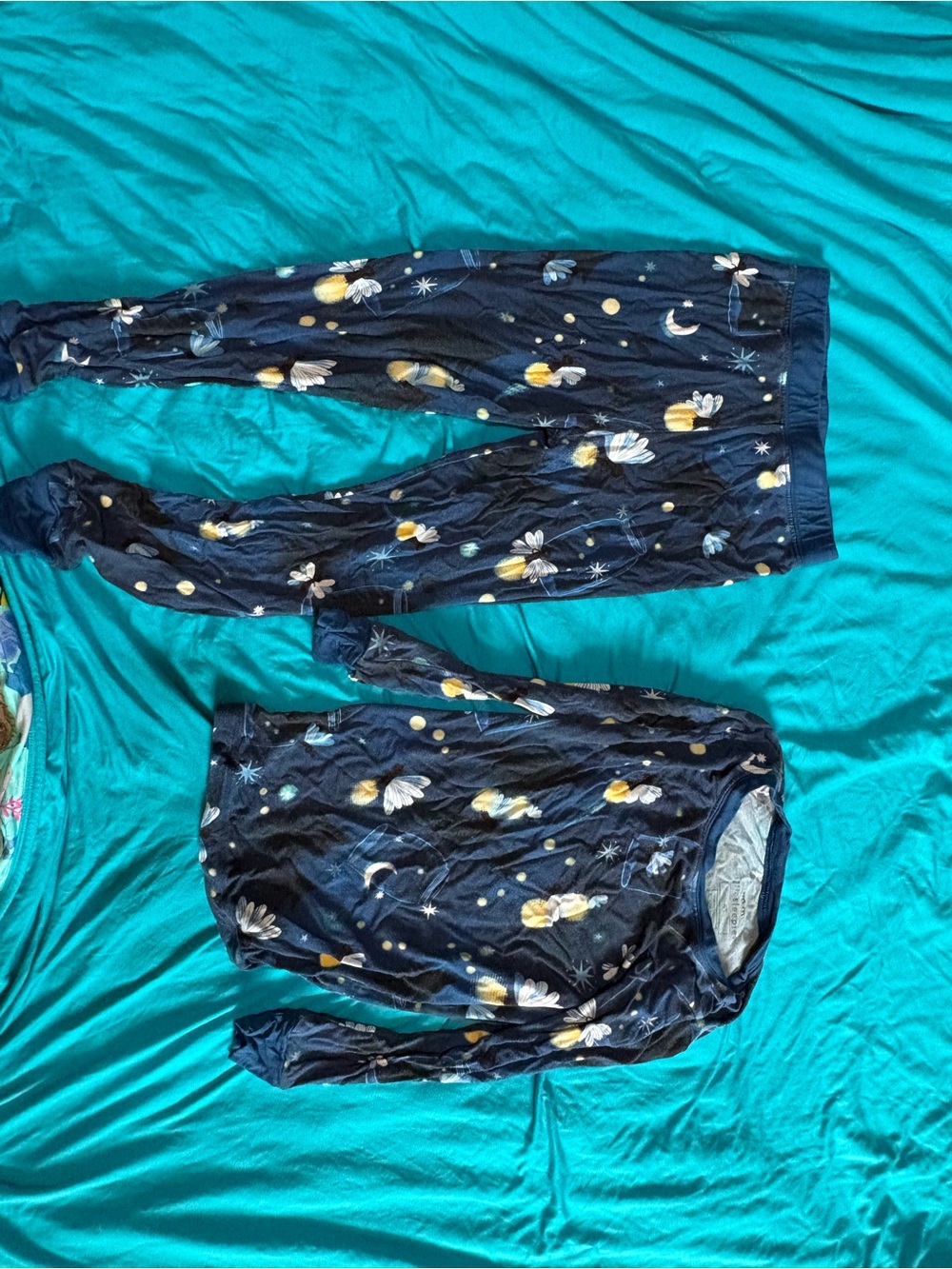 Little Sleepies Navy Floral & Moon Print Pajama Set